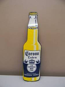 VINTAGE CORONA TIN BOTTLE BAR SIGN - COOL PIECE - APPROX 5 By 20 - SEE PICTURES