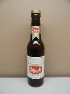 VINTAGE SCHMIDT BEER BOTTLE COIN BANK - COOL PIECE - APPROX 23 - SEE PICTURES