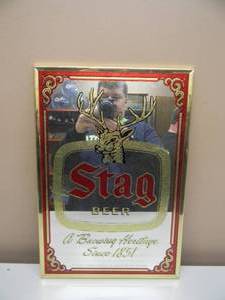 VINTAGE STAG BEER BAR SIGN  MIRROR - VERY COOL PIECE - APPROX 12 By 18 - SEE PICTURES