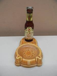 VINTAGE FOX HEAD BEER ASHTRAY DISPLAY - NICE - GREAT PIECE - SEE PICTURES