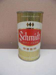 VINTAGE SCHMIDT CITY CLUB FLAT TOP BEER CAN - NICE - GREAT PIECE - SEE PICTURES