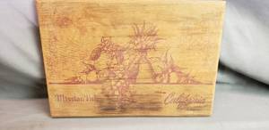 lot 7 image: Vintage Wood Mission Pak Box Lid and Shallow Wood Box