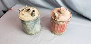 lot 65 image: 2 Old Metal One Gallon Gas Cans