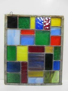 lot 139 image: Colorful Small Stained Glass Panel