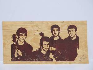 lot 128 image: Vintage 1976 Signed BEATLES Woodcut Print