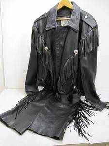 lot 162 image: Excellent Ladies Leather Motorcycle Jacket wChaps