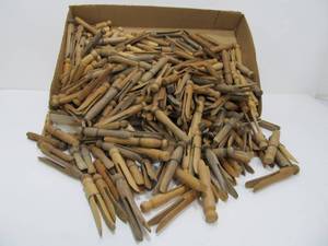 lot 174 image: LARGE Lot of Old Vintage Round Head Wooden Clothes Pins