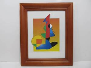 lot 193 image: Abstract Faces Geometric Color Block Art Signed