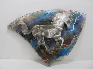 lot 201 image: Signed Tim Vigallon Torch Cut Steel 3D Horse Wall Sculpture