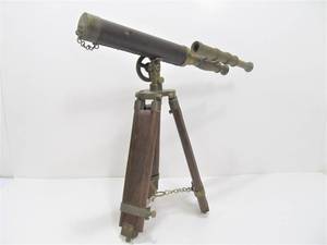 lot 51 image: Leather Wrapped Brass & Wood Vintage Telescope
