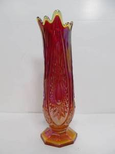 lot 20 image: 10 Carnival Glass Vase & Fenton Carnival Glass Shoe