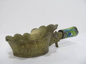 lot 24 image: Old Vintage Chinese Enameled Brass Silk Iron