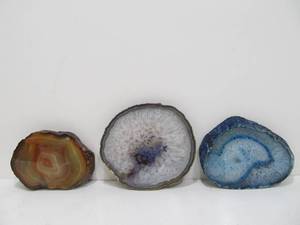lot 36 image: 3 Larger Cut Geode or Agate Slabs