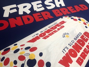lot 4 image: Large Vintage 1940s-50s WONDER BREAD Advertising Sign