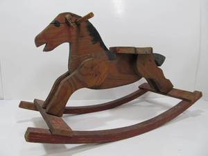 lot 273 image: Primitive Antique Painted Wood Rocking Horse