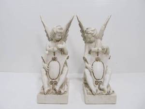 lot 288 image: LArger Signed Neoclassical Alabaster Type Bookend Set - ALVA