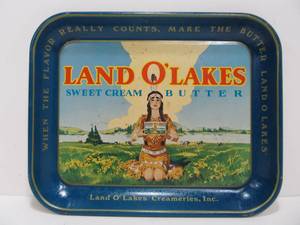 lot 315 image: Orig Vintage LAND-O-LAKES Metal Advertising Tray