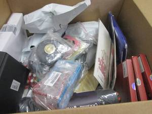lot 188 image: Box of Assorted Small Overstock Ite...