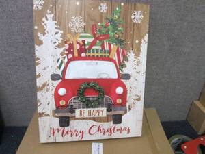 lot 306 image: Lit Christmas Truck Wall Decor...