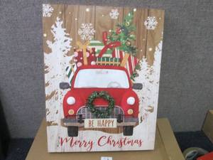 lot 307 image: Lit Christmas Truck Wall Decor...