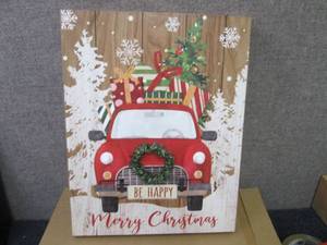 lot 308 image: Lit Christmas Truck Wall Decor...