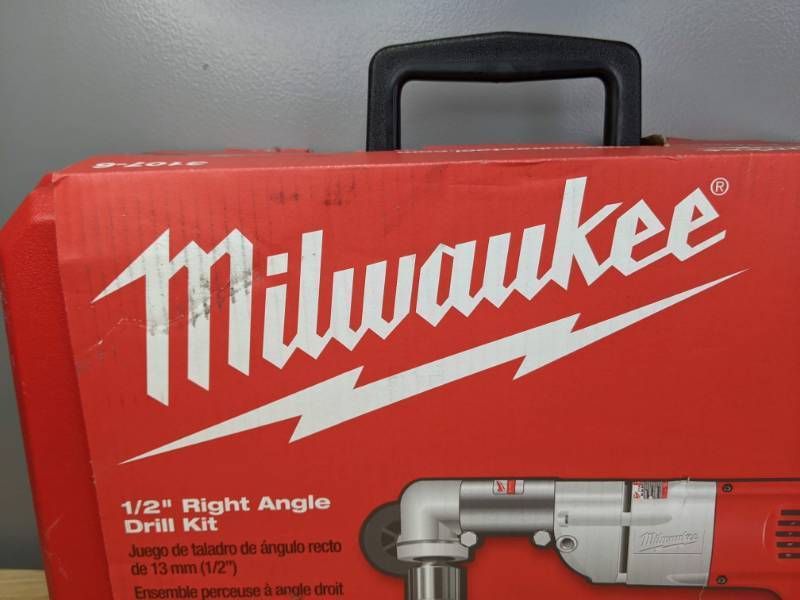 lot 7 image: Brand New Milwaukee 7 Amp Corded 12 in. Corded Right-Angle Drill Kit with Hard Case 3107-6 - T