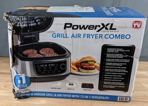 lot 62 image: PowerXL Grill Air Fryer Combo in Stainless SteelBlack - N