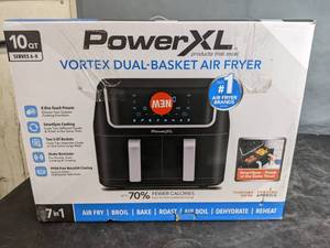 lot 117 image: PowerXL 10-qt. Dual Basket Air Fryer - N