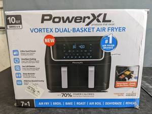 lot 121 image: PowerXL 10-qt. Dual Basket Air Fryer - N