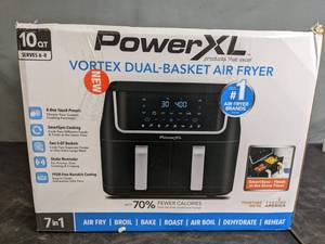 lot 114 image: PowerXL 10-qt. Dual Basket Air Fryer - N