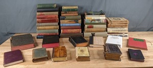 lot 196 image: Lot of Approx. 55 Vintage & Antique Classic Books & Magazines Charles Dickens, Jack London, Many Bibles and More - B