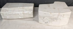 lot 251 image: Pair of Vintage Ceramic Molds Sittre Ceramics Football Player & Atlantic Molds Boy - X