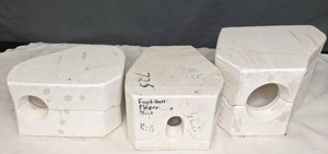 lot 262 image: Set of 3 Vintage Ceramic Molds TAD Football Player Bust, Large & Small Vase - X