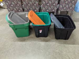lot 307 image: Assortment of (8) Plastic Storage Box Totes - N