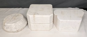 lot 255 image: Set of 3 Vintage Ceramic Molds Duncan Co. Denim Mug, Nativity Piece, JarDish Lid - X