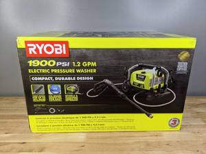lot 7A image: Brand New Ryobi 1900 PSI 1.2 GPM Cold Water Wheeled Electric Pressure Washer RY1419MTVNM - T