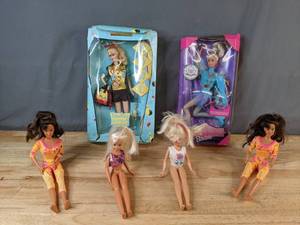 lot 322 image: Vintage Mattel Collection of Bowling Champ Barbie, Olympic USA Skater Barbie, Little Sister Skipper Barbies and More - V