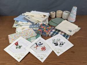 lot 408 image: Collection of Table Linens Runners, Napkins (Some New), ThreadYarn and More - V