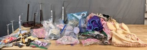 lot 459 image: Wonderful Collection of Vintage Doll Stands, Clothes, & Accessories American Girl & More - V