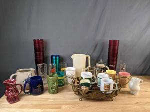 lot 523 image: Assortment of Drinkware Coca-Cola Cups, Mugs, Glass Cups, Pitchers, a Can Koozie and More - V
