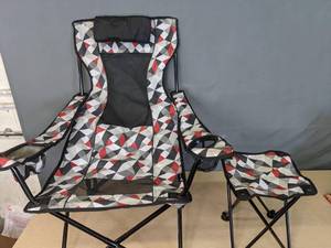 lot 592 image: Ozark Trail Camp Lounge Chair with Detached Footrest for Outdoor - V
