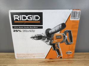 lot 27 image: Brand New Ridgid 9 Amp Corded 12 in. Spade Handle Mud Mixer - T