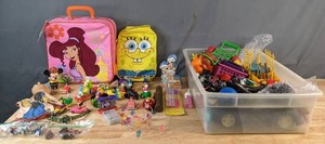 lot 637 image: Vintage Toy Lot  Disney Items, Popeye, Flintstones, Animaniacs, Spongebob, Pokemon and Much More - V