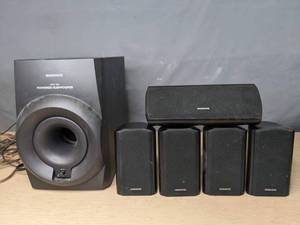 lot 705 image: 6-Piece Magnavox MSW 990 Surround Sound Speaker System, Black - V