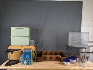 lot 677 image: Assortment of Organizing Supplies Shelving, Storage Boxes, Wire Baskets and More - V