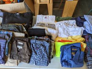 lot 669 image: Huge Assortment of Mens Tops Graphic Tees, Button-Downs, Collar Tops and Much More - V