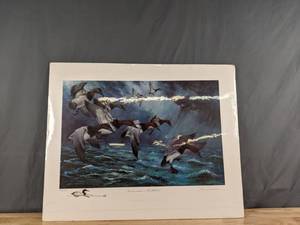lot 773 image: Vintage Canvasback In The Storm Sign Print by Sherm Pehrson 507600 - V