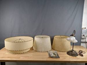 lot 797 image: Vintage Gooseneck Lamp with (3) Shades and a Make a Lamp Kit - W