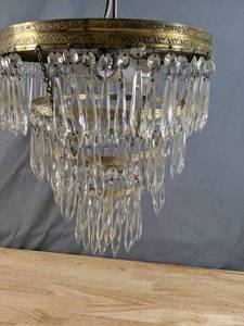 lot 792 image: Vintage Crystal Wedding Cake Ceiling Chandelier - W