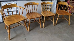 lot 755 image: Four Medium Toned Dining Room Chairs - V